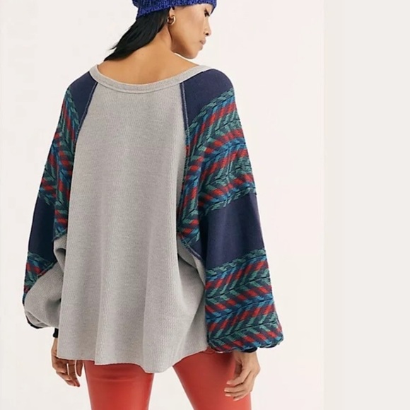 🎉HP🎉Free People Rainbow Dreams Balloon Sleeve Pullover Top - Picture 4 of 8